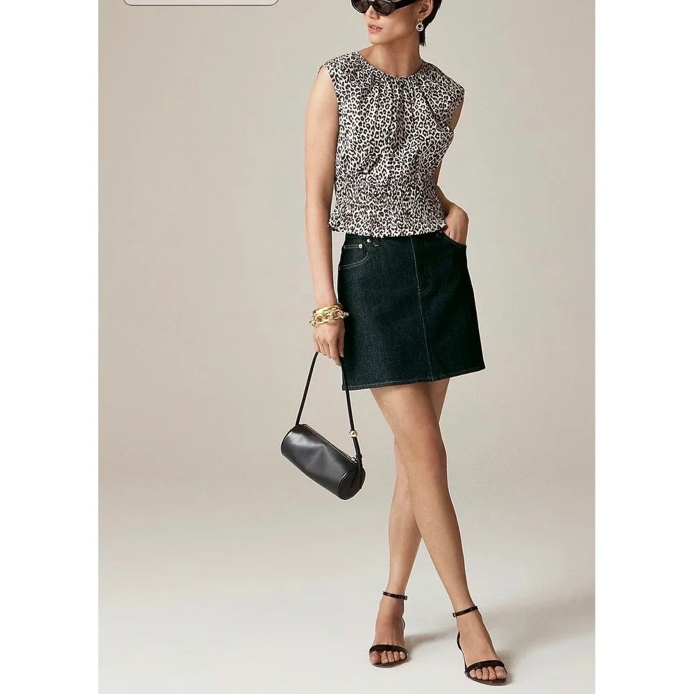 NWT J.Crew | 2025 Hyacinth Top Leopard Cotton Poplin Small Animal Print‎ CI551